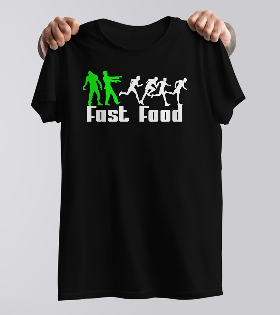 Fast Food Zombies Chase Running Humans T-Shirt