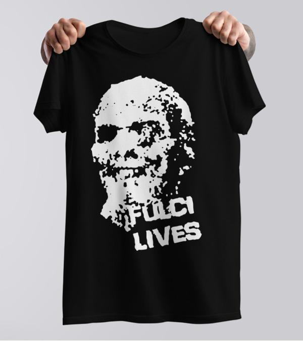 Fulci Lives Grunge Zombie Skull T-Shirt
