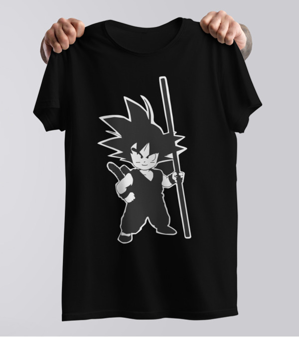 Goku Dragonball Kid Goku Silhouette Staff T-Shirt
