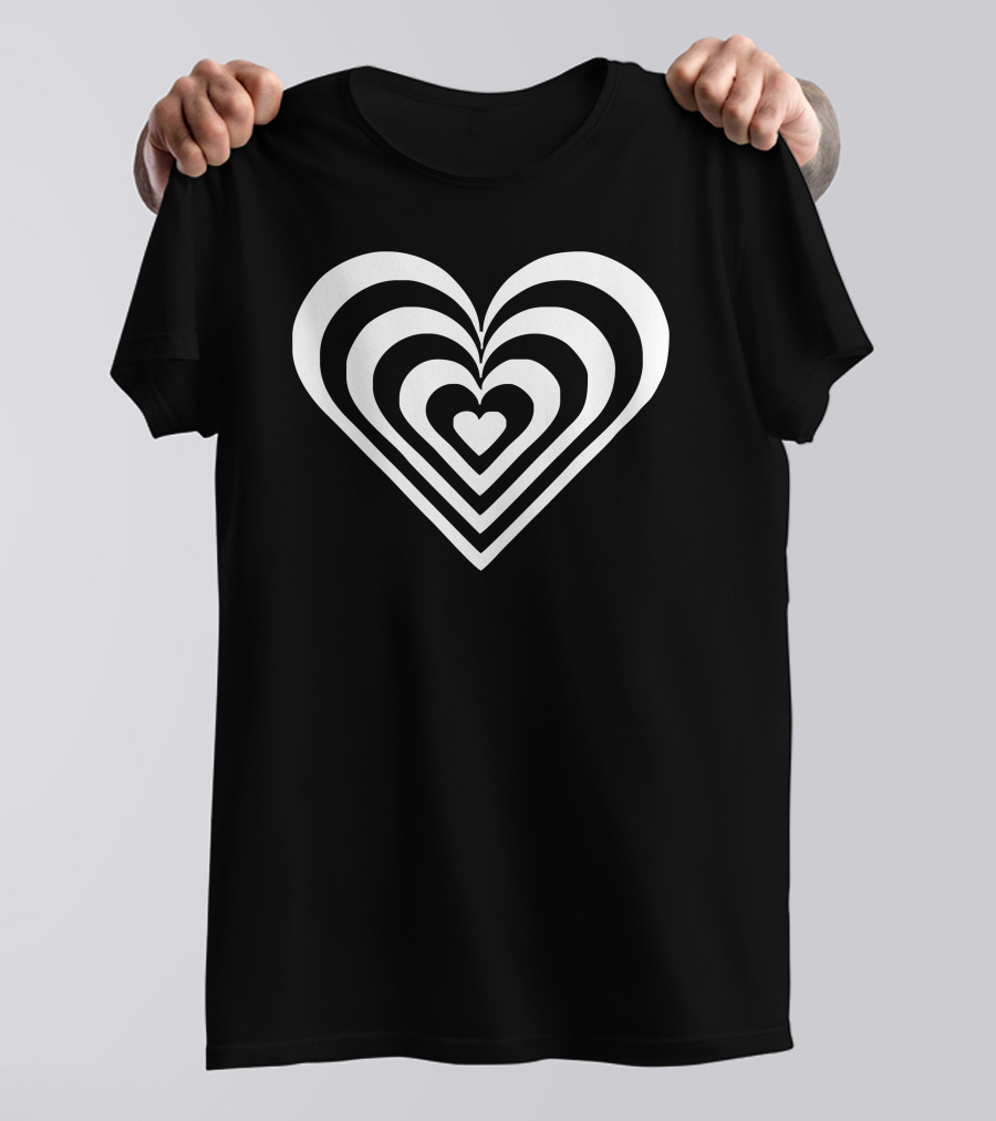 Heart Sticker Vinyl Decal Concentric White Hearts T-Shirt