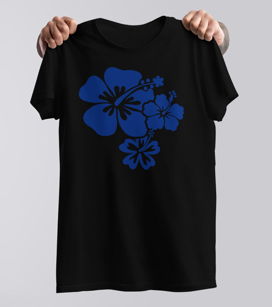 Hibiscus Flowers Blue Trio T-Shirt