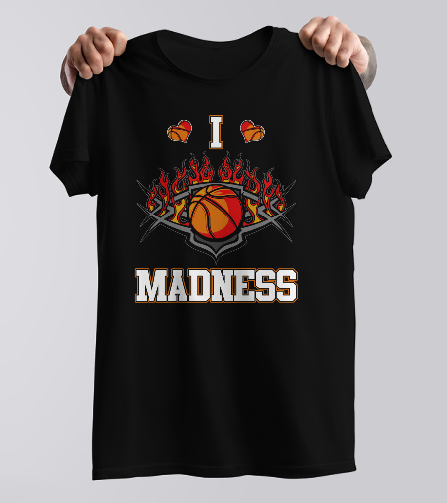 I Basketball Heart Flames Madness T-Shirt