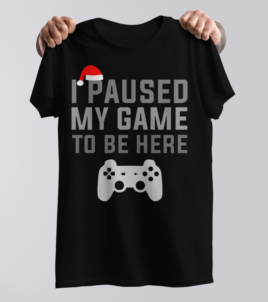 I Paused My Game To Be Here Santa Hat Christmas Gaming Controller T-Shirt