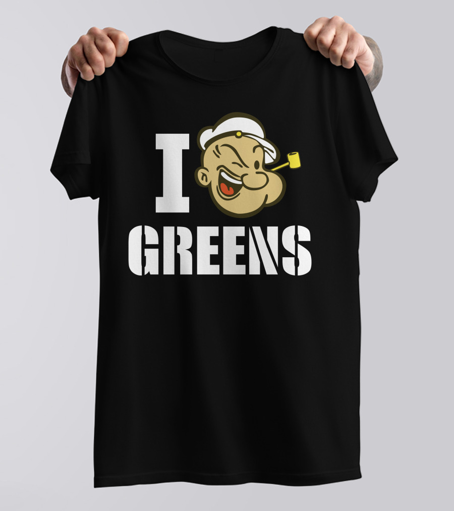 I Popeye Greens Cartoon Character Winking Pipe Navy Sailor T-Shirt