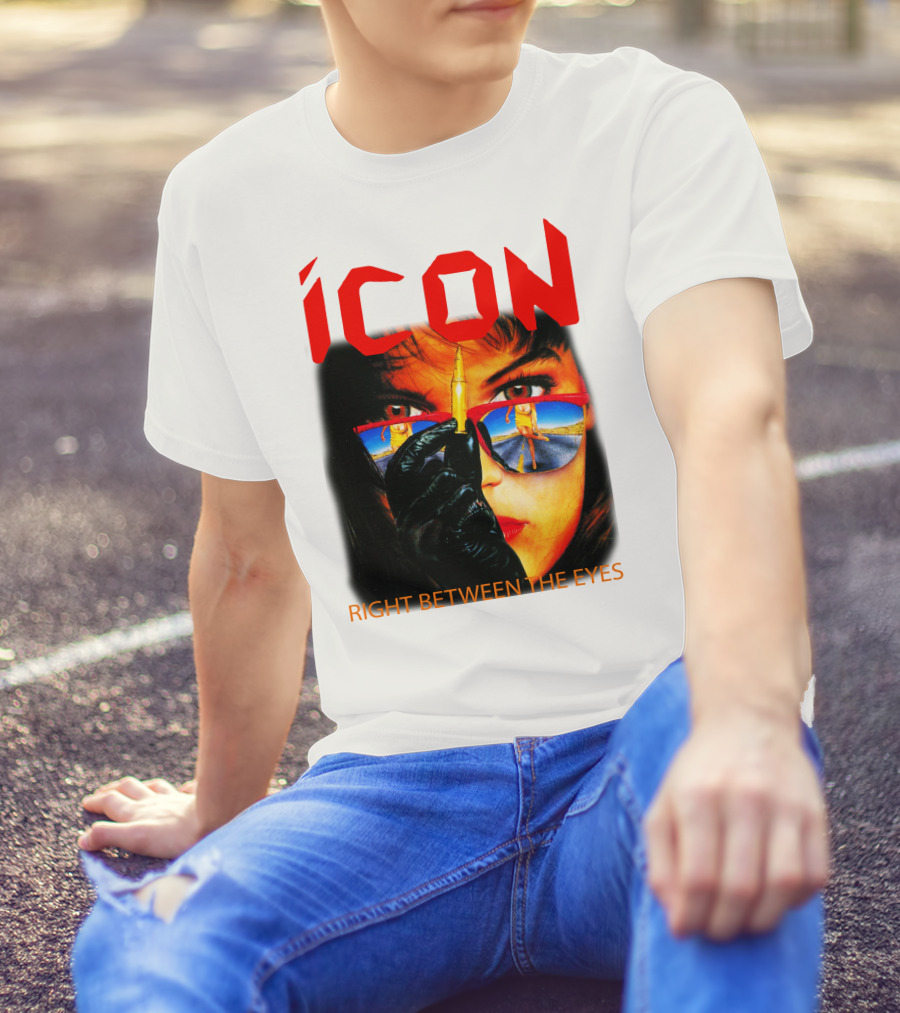 ICON Right Between The Eyes Woman With Bullet Reflection Sunglasses T-Shirt