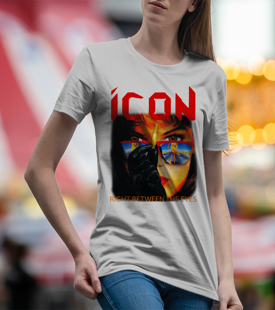 ICON Right Between The Eyes Woman With Bullet Reflection Sunglasses T-Shirt