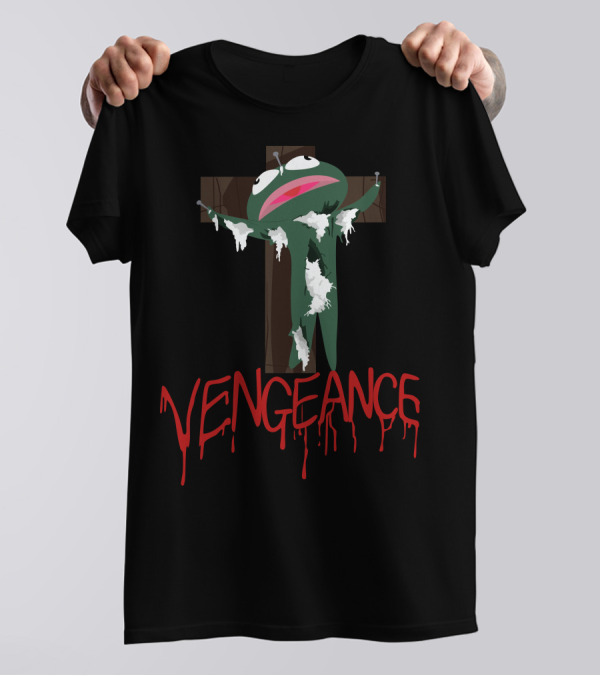 Vengeance Frog On Cross Pale Parody Artemis Clydefrog T-Shirt