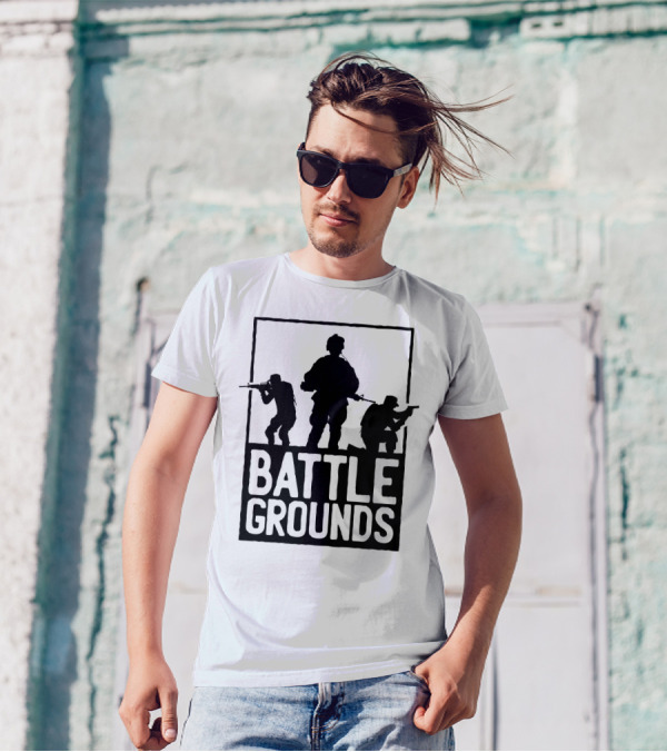 Battle Grounds Tactical Soldiers Silhouette Formation T-Shirt