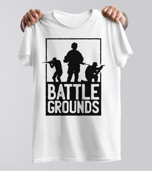 Battle Grounds Tactical Soldiers Silhouette Formation T-Shirt