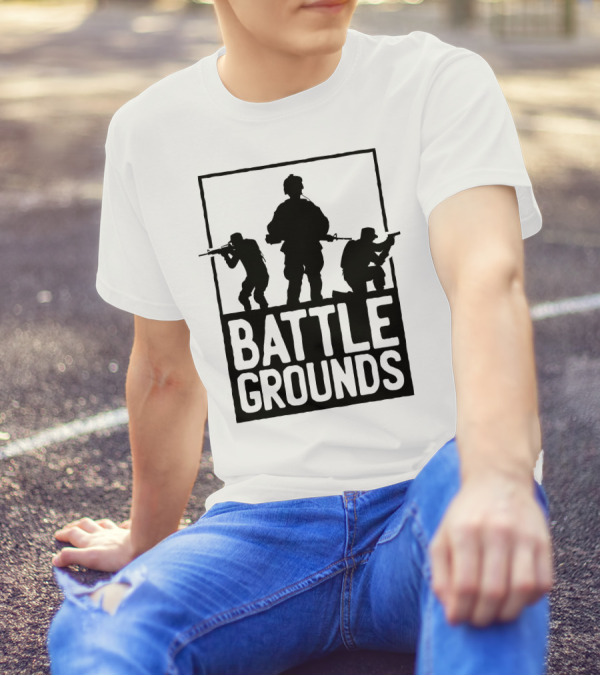 Battle Grounds Tactical Soldiers Silhouette Formation T-Shirt