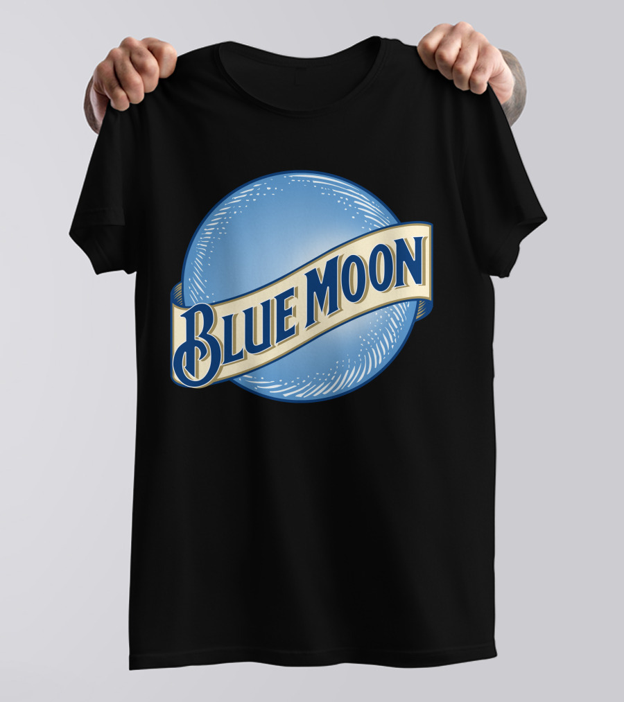 Blue Moon Logo Design With Iconic Circular Emblem T-Shirt