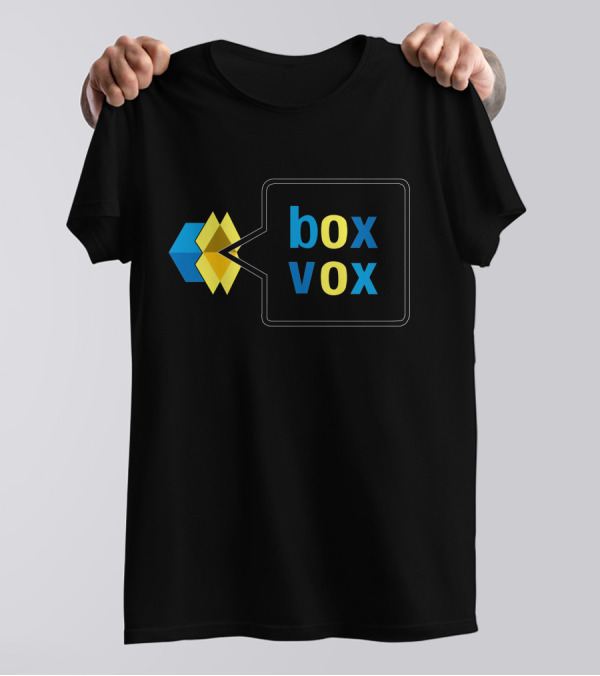 Box Vox Geometric Hexagon Yellow Blue Speech Bubble T-Shirt