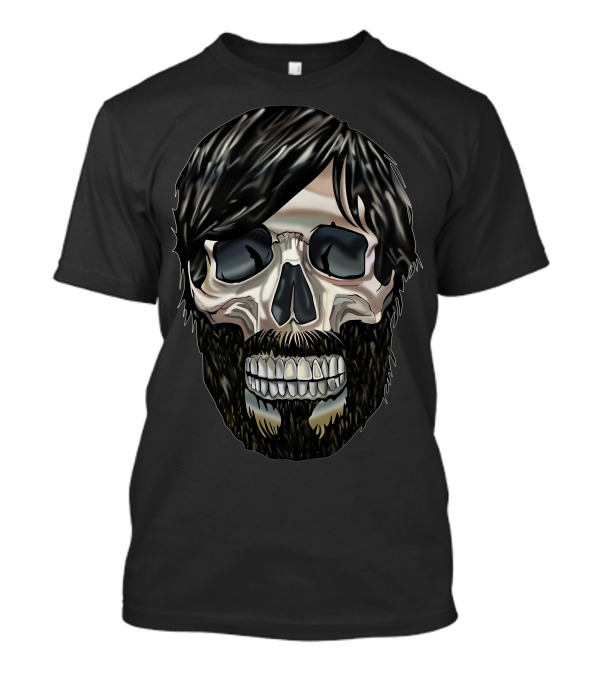 Black Keys Skull With Hair And Beard T-Shirt