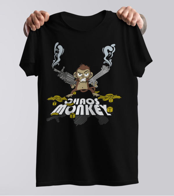 Chaos Monkey Guns Bananas And Smoking Barrels T-Shirt