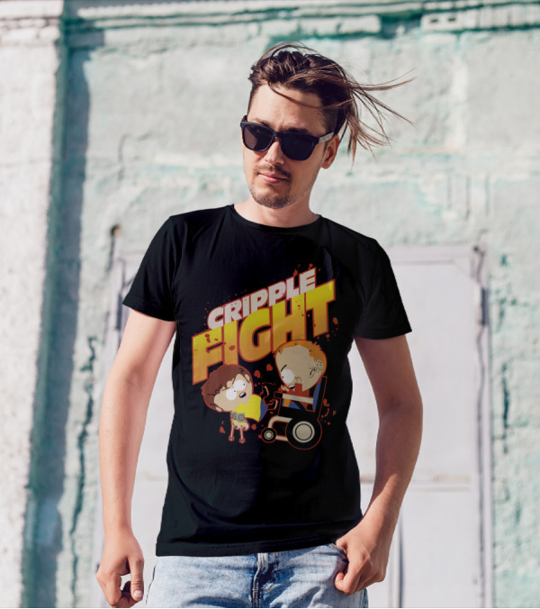 Cripple Fight Cartoon Style Characters Confrontation T-Shirt