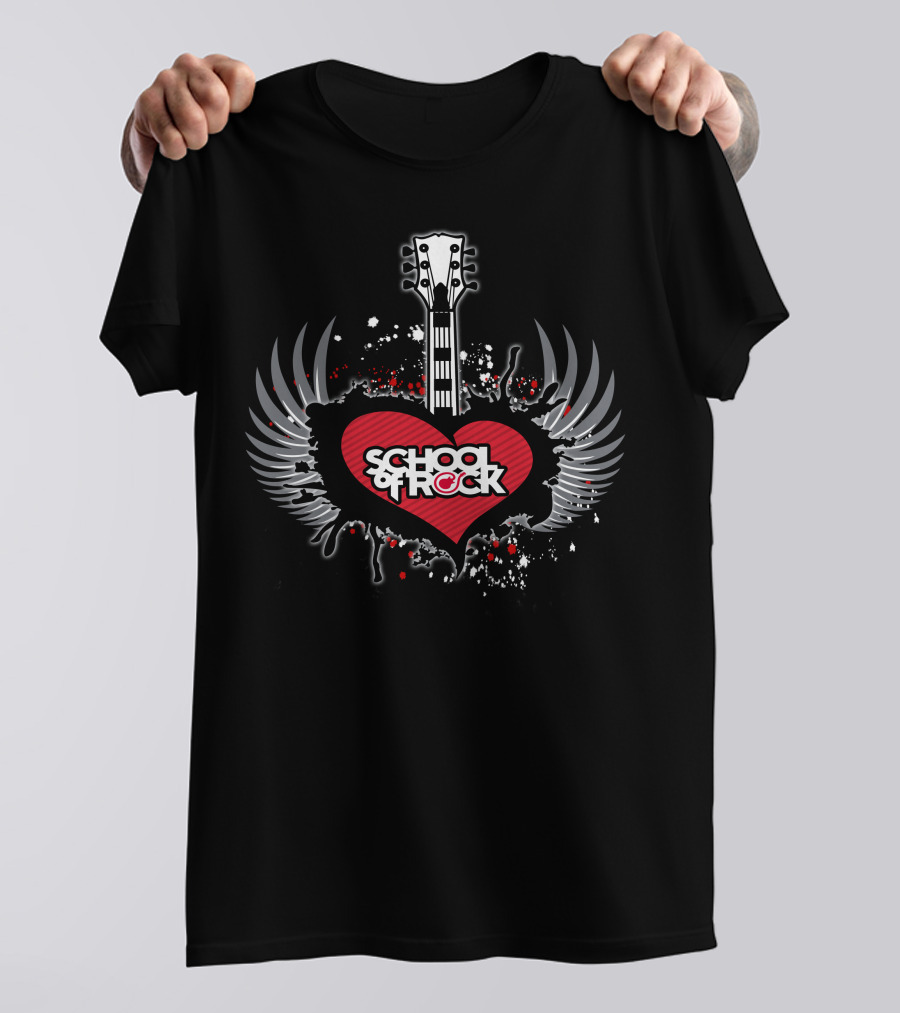 School Of Rock Heart Guitar Wings Burst T-Shirt