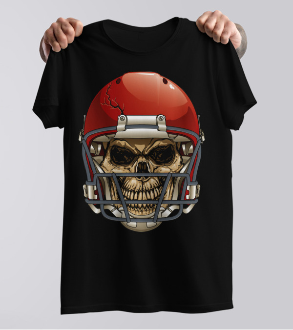 Cool Vector Skull With Football Helmet T-Shirt