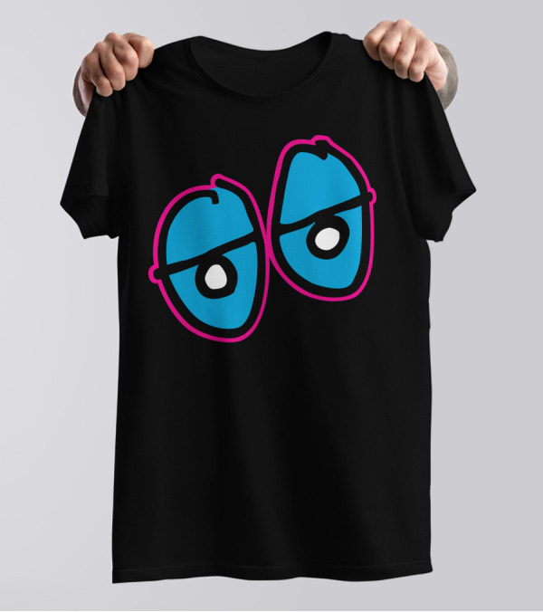 Crooked Blue Eyes With Pink Outline Duo T-Shirt