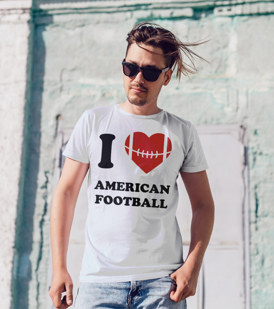 I Love American Football Heart Ball T-Shirt