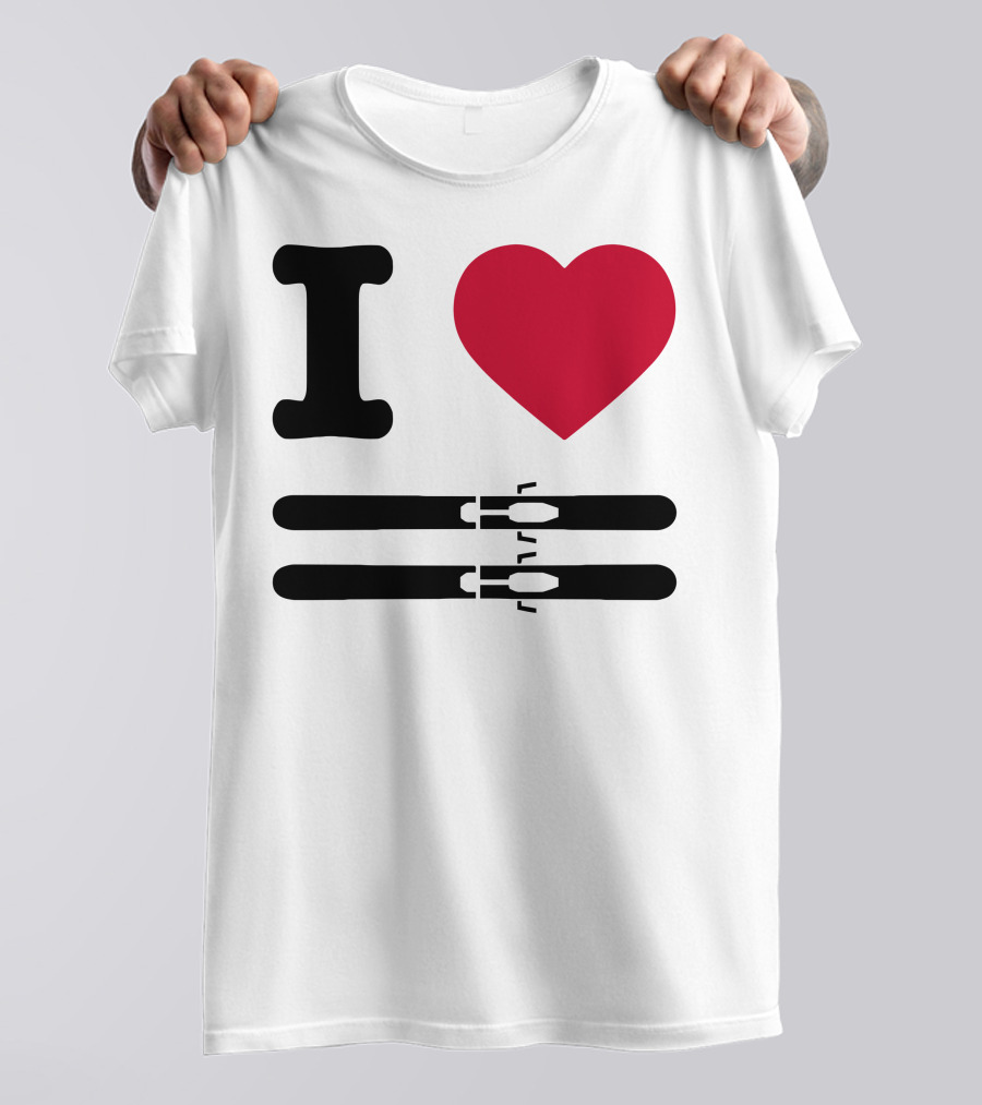 I Love Skiing Iconic Heart And Skis T-Shirt
