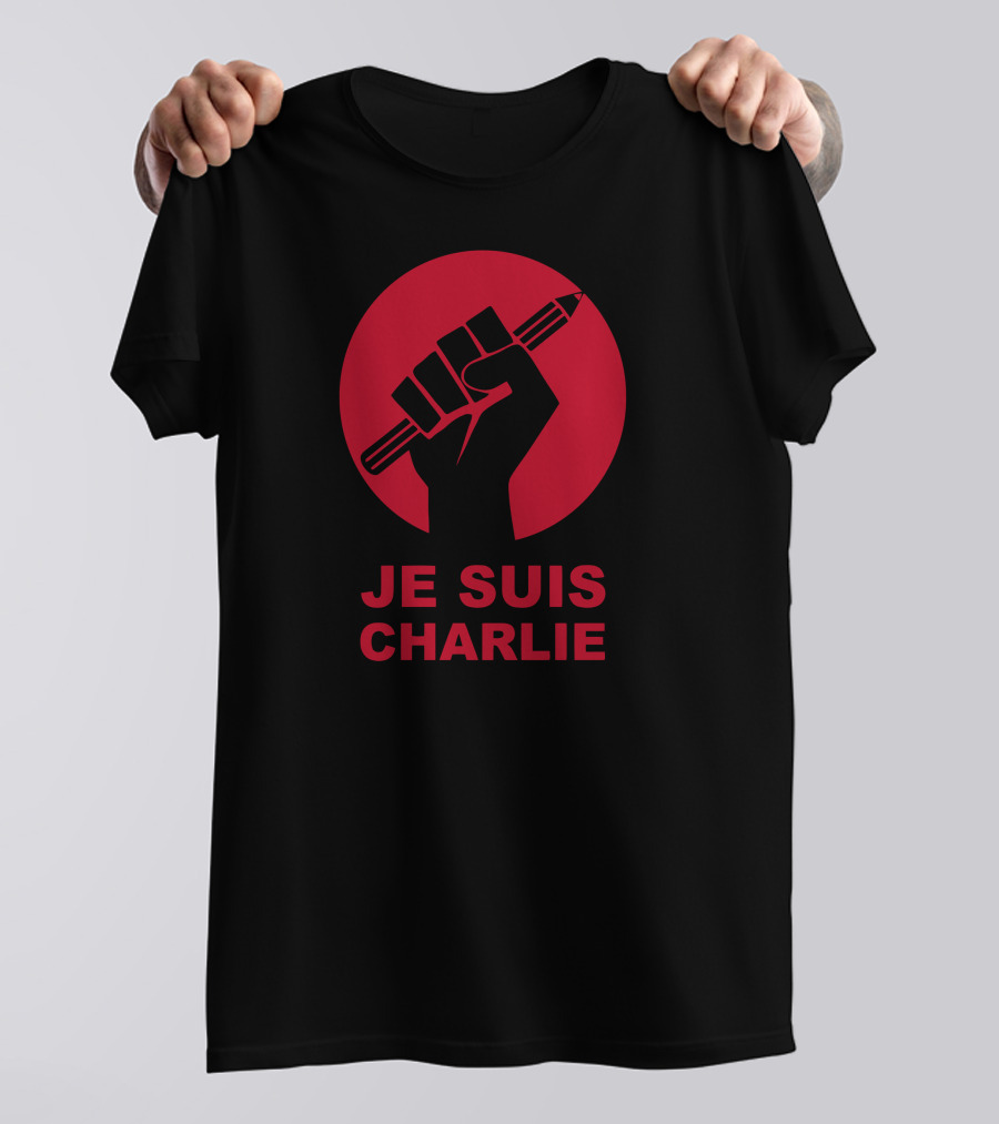 Je Suis Charlie Red Fist Raising Pencil Freedom Of Speech T-Shirt