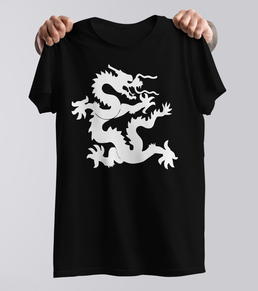 Kung Fu Dragon Martial Arts Style Iconic White Dragon Design Image T-Shirt