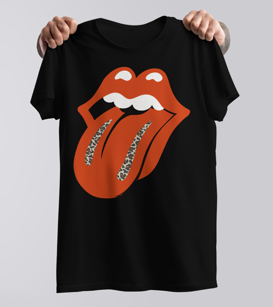Leopard Print Tongue Iconic Lip T-Shirt