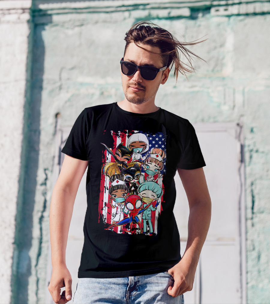 My Mom Is A Nurse Baby Jumpsuit Superheroes American Flag T-Shirt