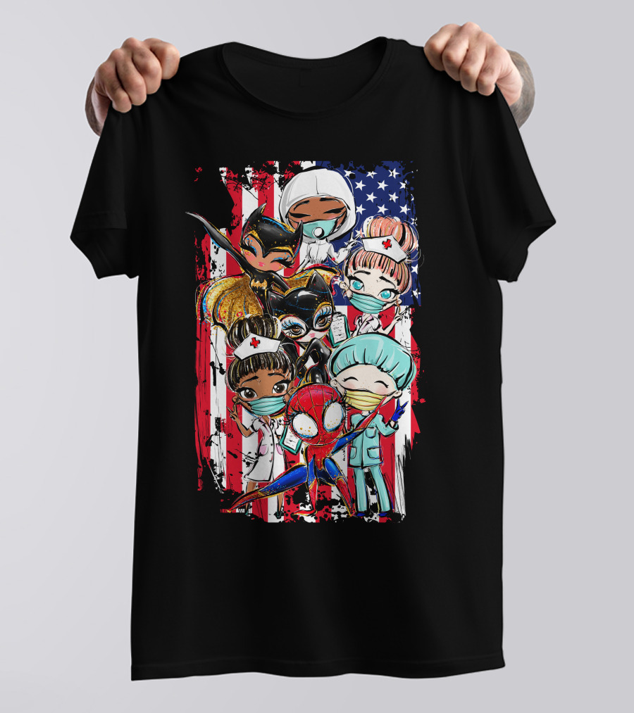 My Mom Is A Nurse Baby Jumpsuit Superheroes American Flag T-Shirt