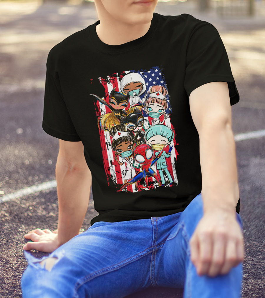 My Mom Is A Nurse Baby Jumpsuit Superheroes American Flag T-Shirt