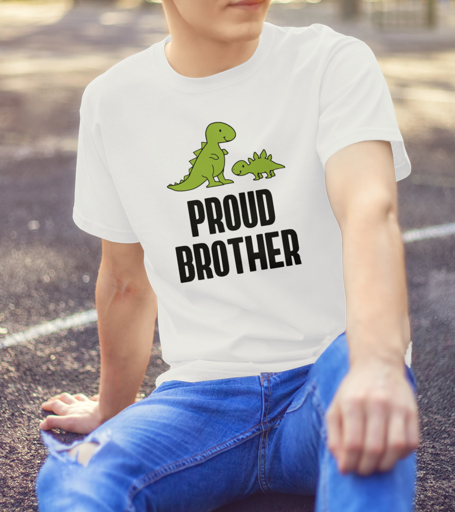 Proud Brother Dinosaurs Green Cartoon Duo T-Shirt