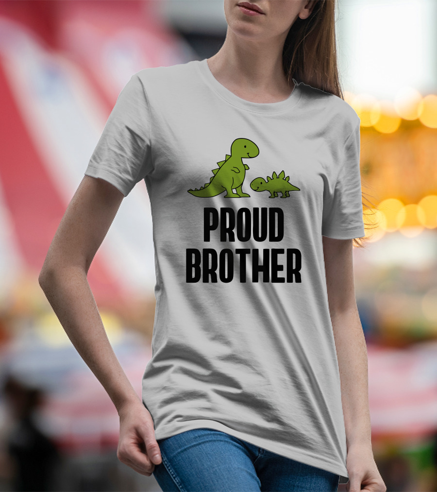 Proud Brother Dinosaurs Green Cartoon Duo T-Shirt