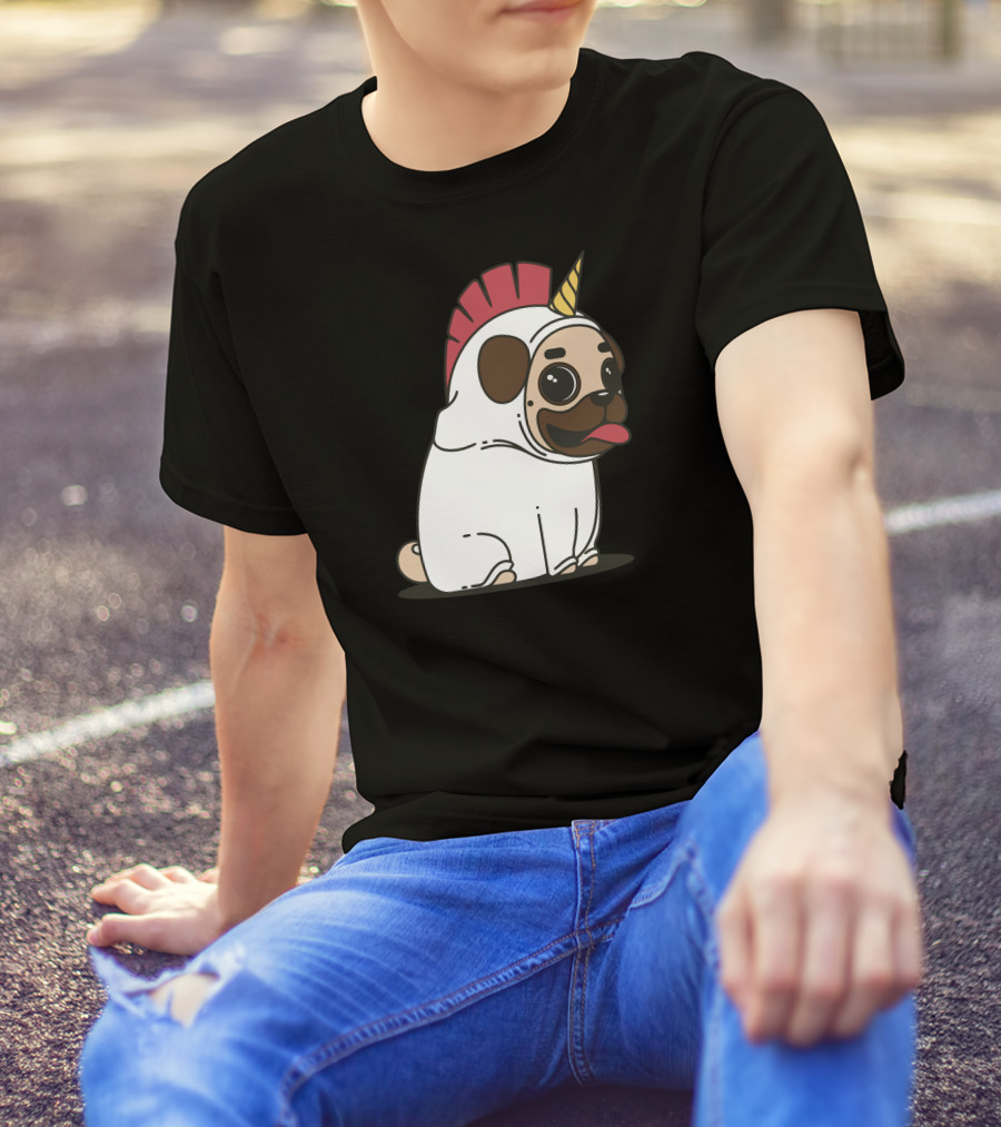 Pugcorn Unicorn Costume Fantasy Pug Dog T-Shirt