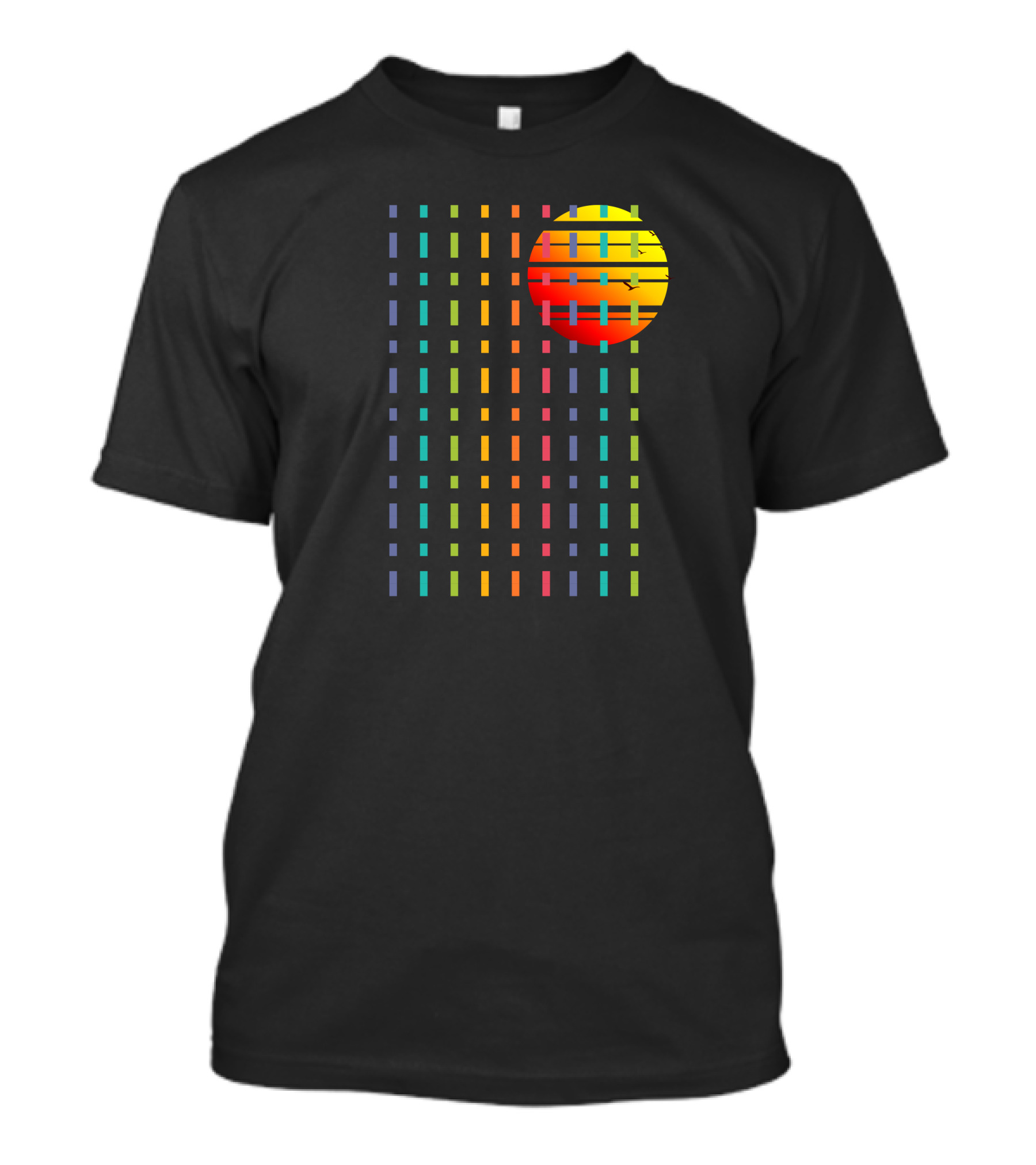 Rainbow Sunset Stripe Pattern With Colorful Horizon Sky T-Shirt