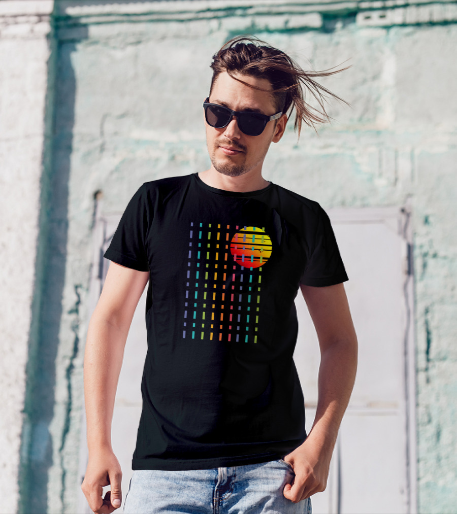 Rainbow Sunset Stripe Pattern With Colorful Horizon Sky T-Shirt