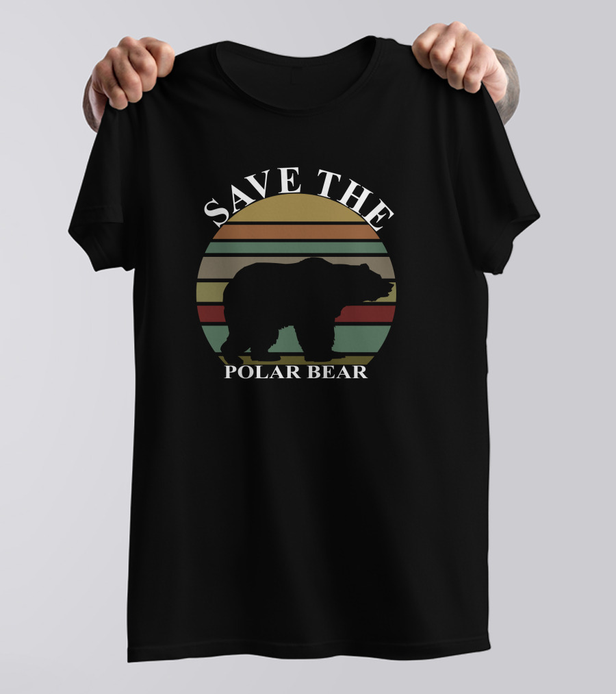SAVE THE POLAR BEAR Retro Striped T-Shirt