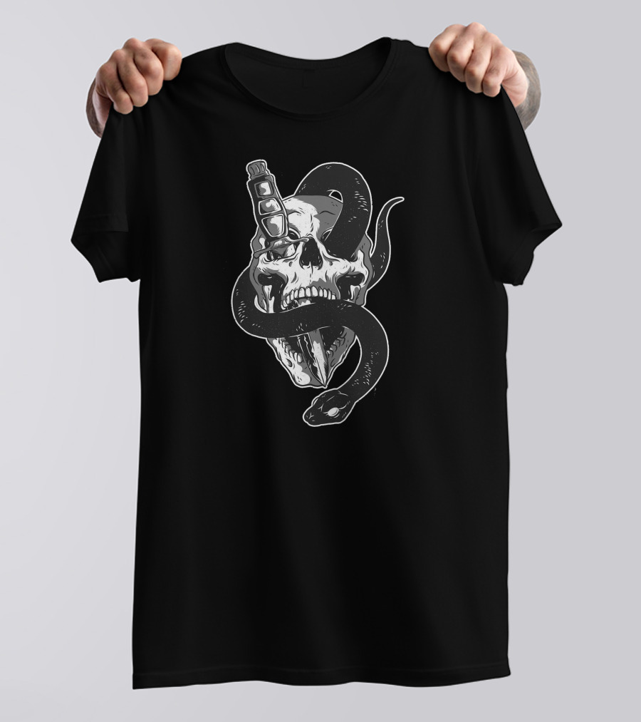 Skull With Snake And Dagger Through Eye T-Shirt