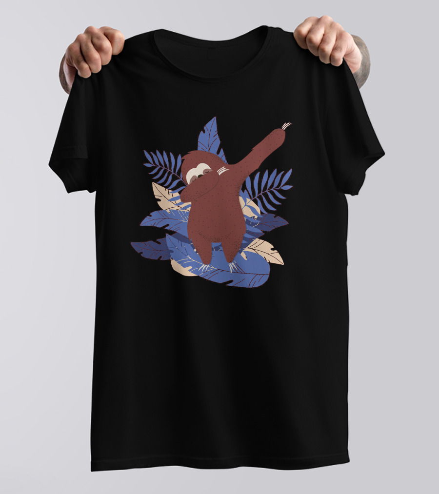 Sloth Dab Tropical Leaf Dance T-Shirt