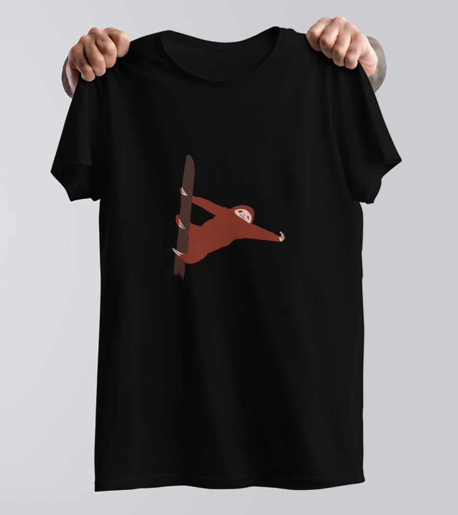 Sloth Red Hanging Vertical Brown Branch T-Shirt
