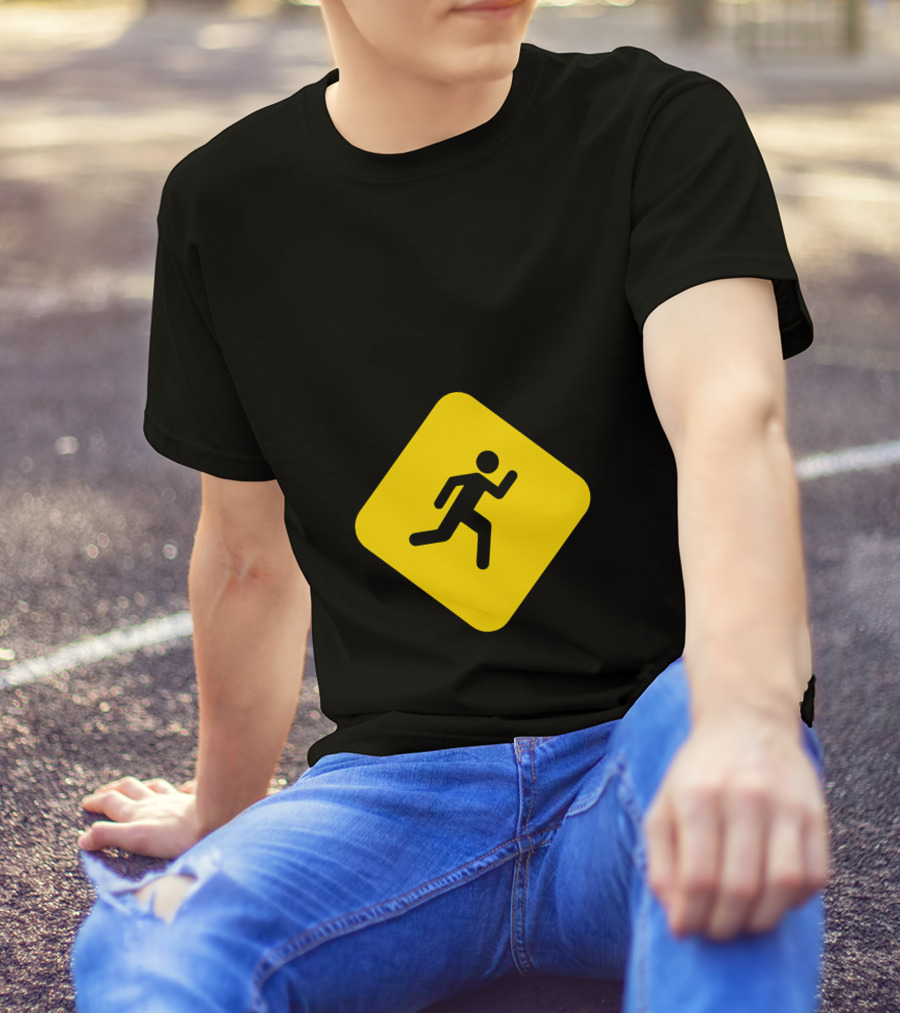 SLOW RUNNER Yellow Caution Sign With Running T-Shirt