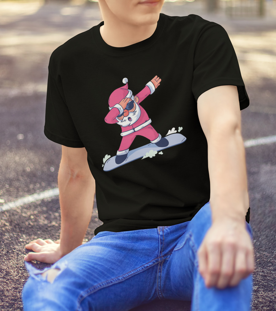 Snowboard Santa Dab Holiday Fun T-Shirt