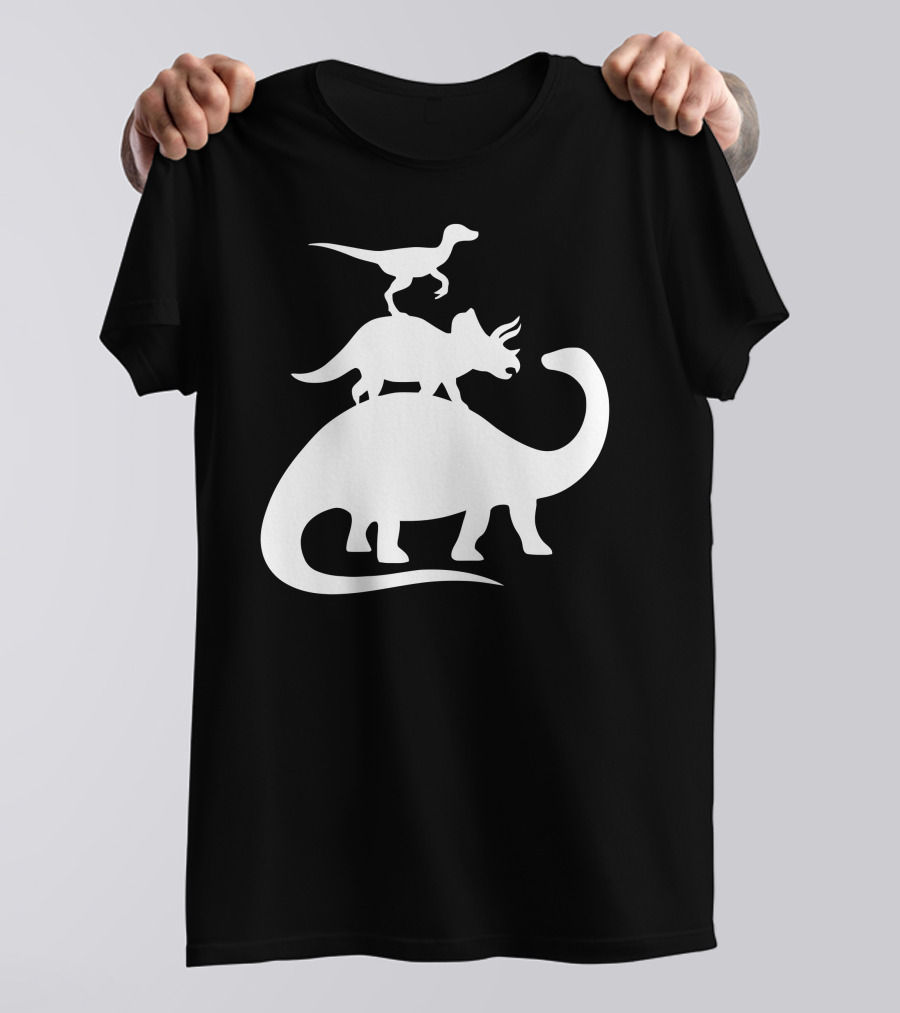 Stacked Dinosaurs Velociraptor Triceratops Brachiosaurus T-Shirt