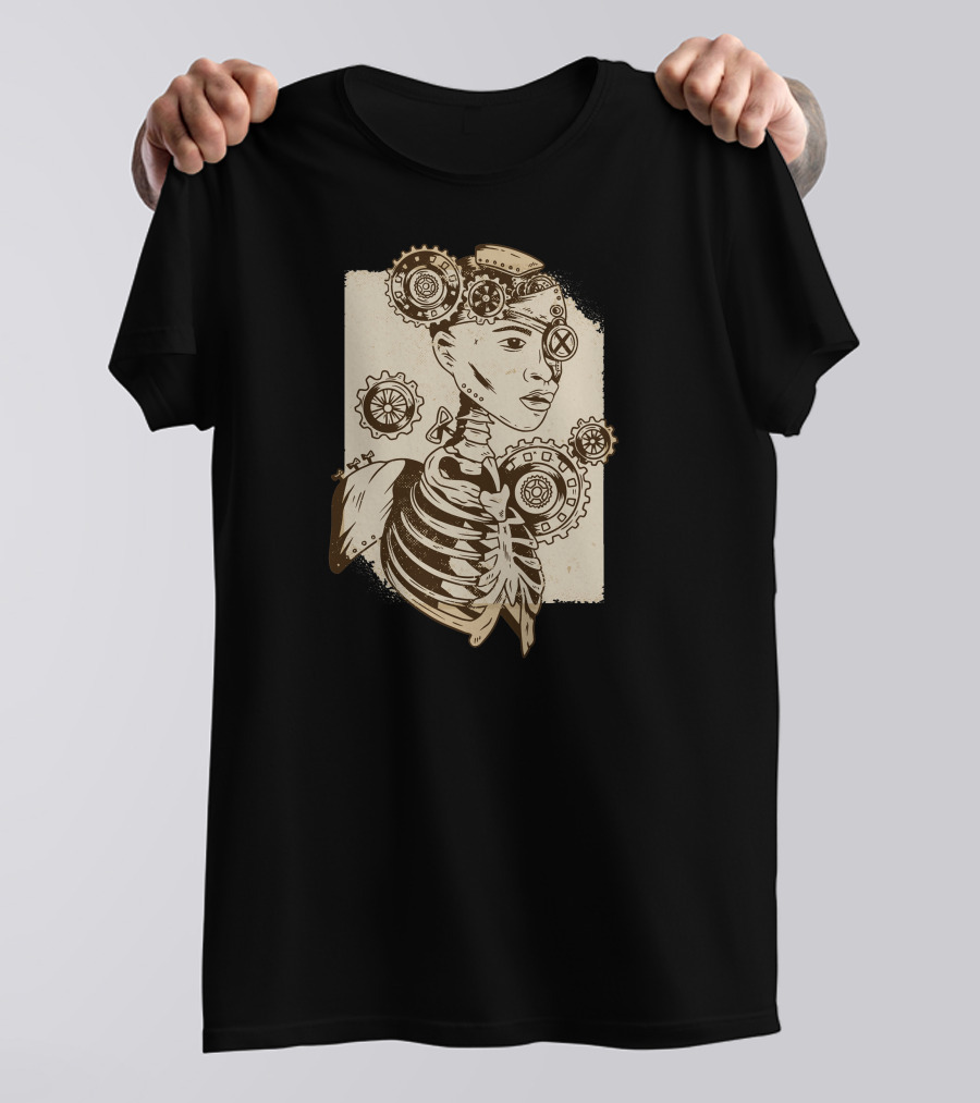 Steampunk Human Skeleton With Intricate Gears And Cogs T-Shirt