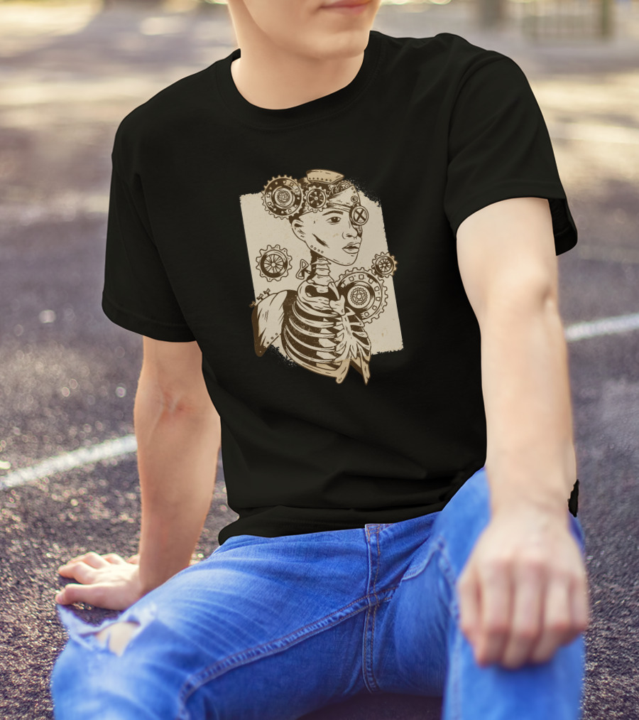 Steampunk Human Skeleton With Intricate Gears And Cogs T-Shirt