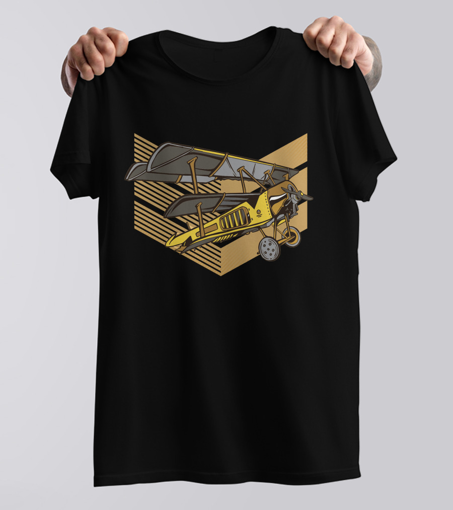 Steampunk Biplane Vintage Aviation Vector T-Shirt