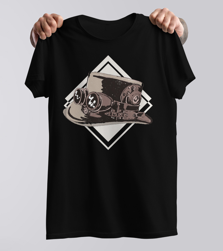Steampunk Top Hat With Gears And Goggles Aesthetic T-Shirt