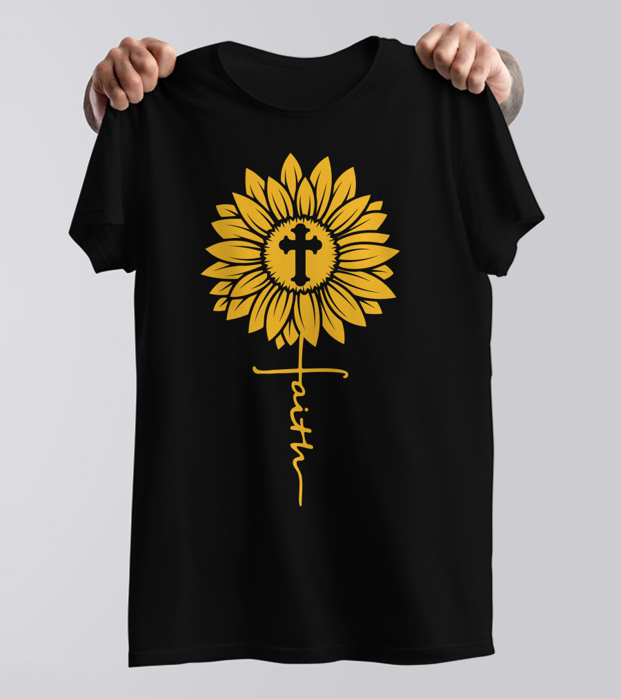Sunflower Cross Faith Floral T-Shirt