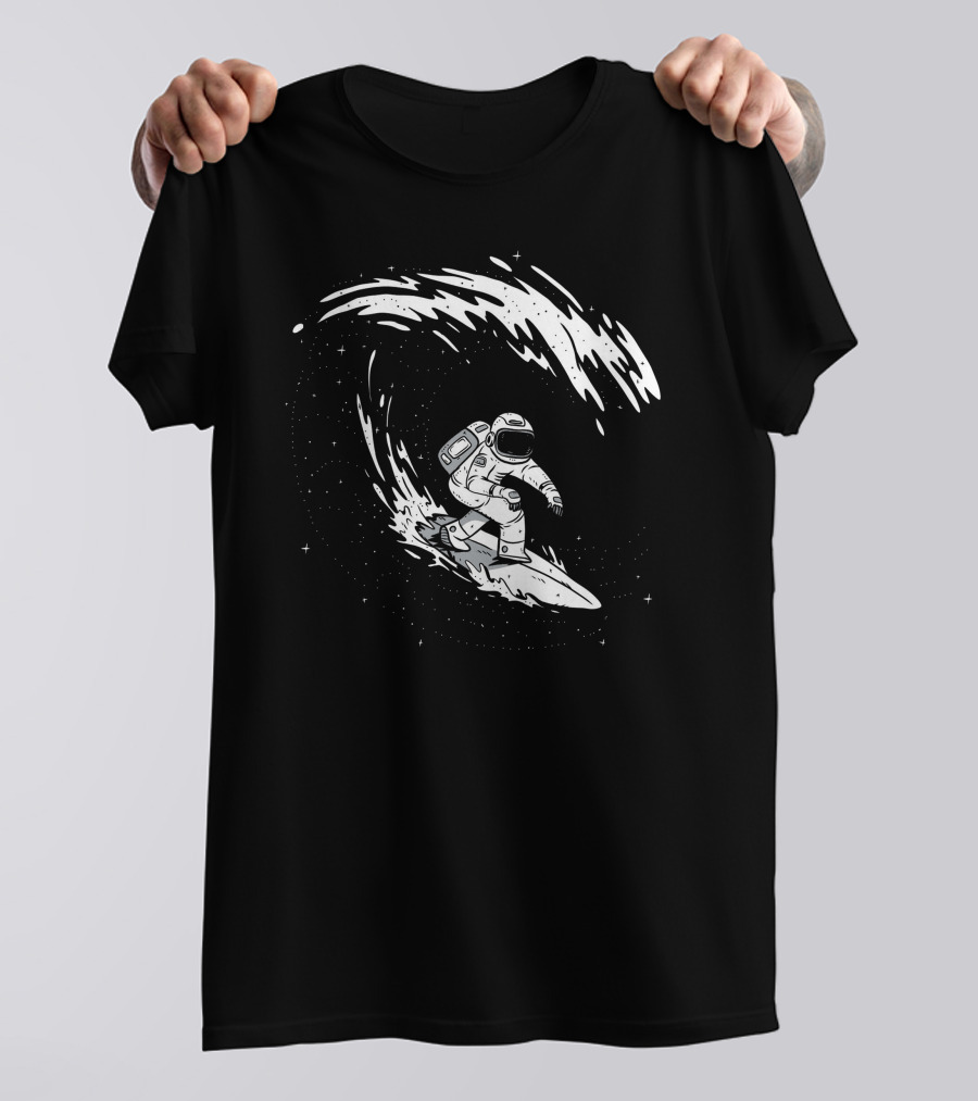 Surfing Astronaut Cosmic Wave Adventure T-Shirt