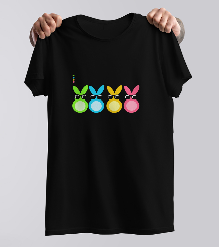 Teacher Of The Most Awesome Peeps With Colorful Bunny Characters Wearing Sunglasses T-Shirt