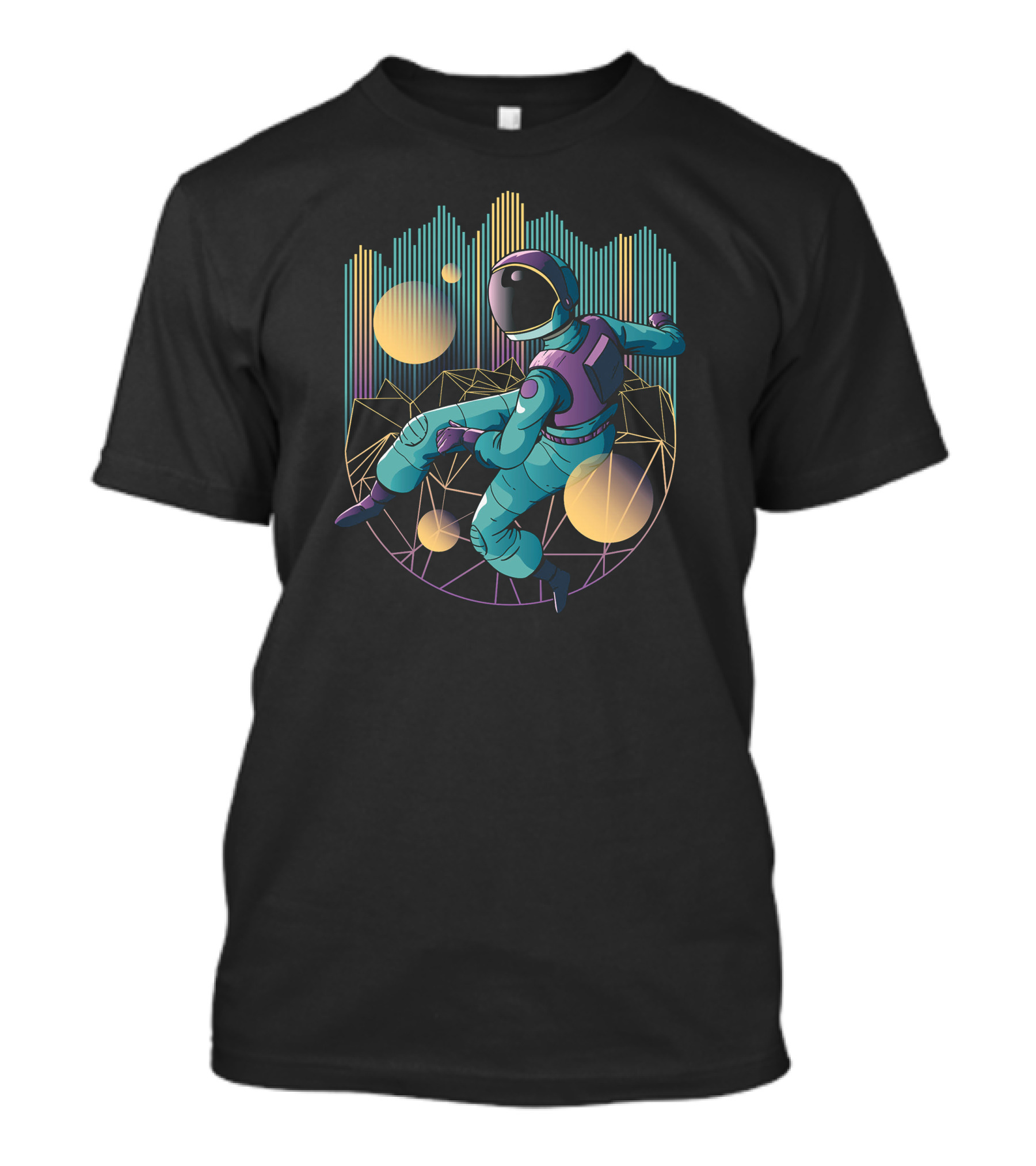 Techno Astronaut Cosmic Groove With Geometric Space Vibes T-Shirt